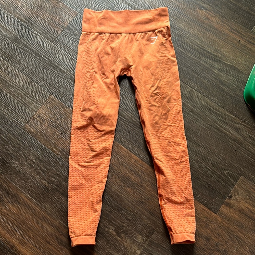 Orange gym shark leggings